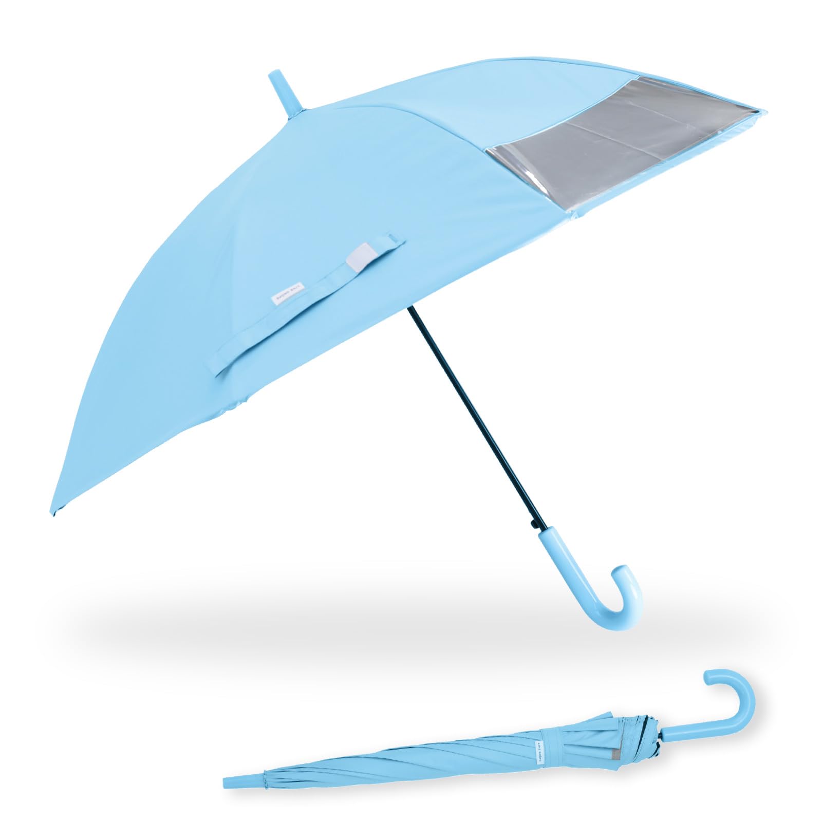 小川(Ogawa) キッズ長傘 子供日傘 先端が丸いT型露先 UVカット率99%以上 遮光 遮熱加工 50cm LINEDROPS サックス ネームバンド付 透明窓付き 反射テープ付 晴雨兼用 ジャンプ式 撥水 チャイルドパラソル チャイパラ 54631