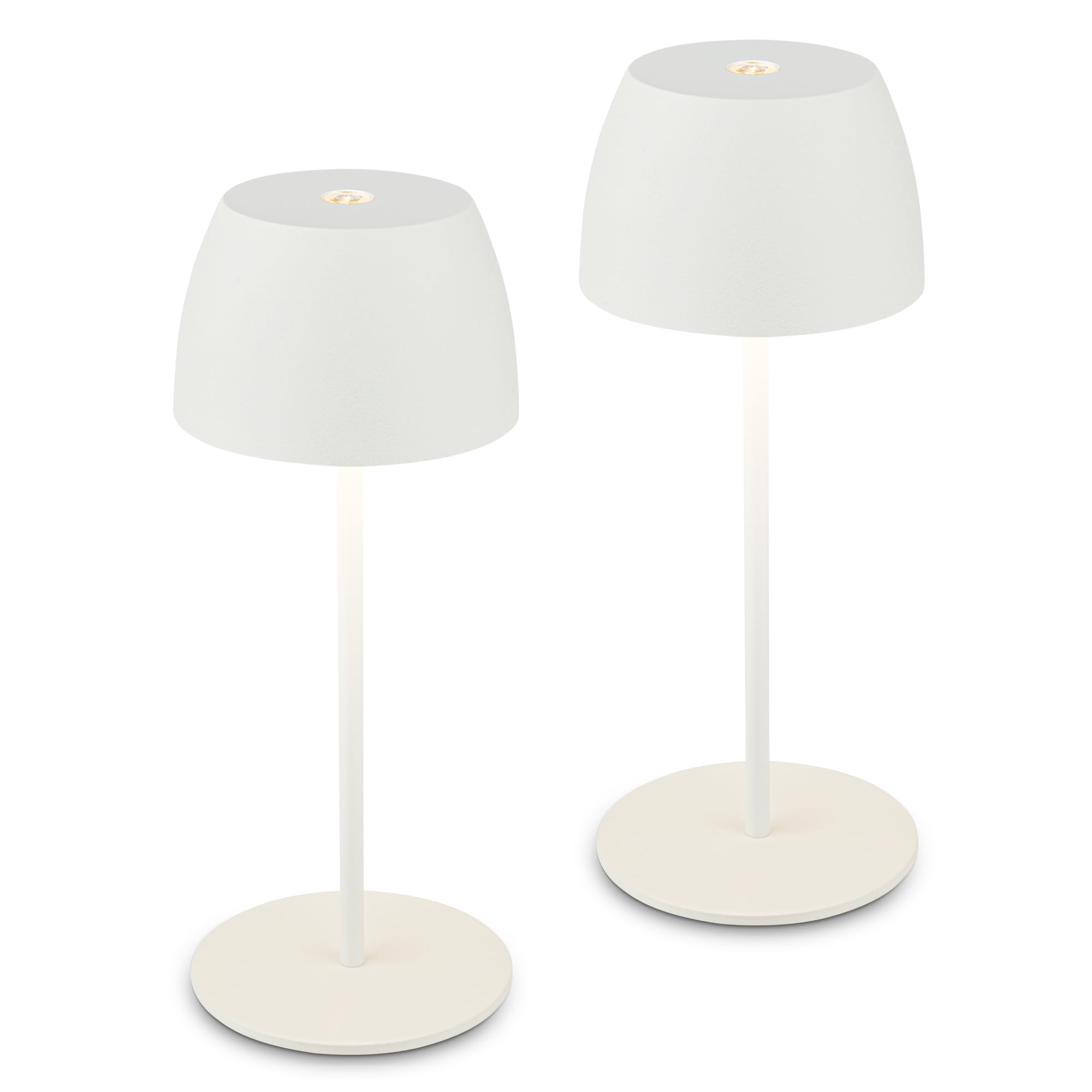 BRILONER - Set of 2 Mini Rechargeable LED Table Lamps, Cordless, IP44, Touch Control, Dimmable, LED Light, Battery Table Lamp, Bedside, Cordless, Camping, Outdoor, 8x20 cm, White — image 1
