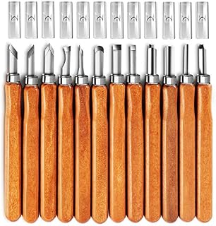 Gimars Upgrade 12 Set SK5 Carbon Steel Wood Carving Tools Knife Kit