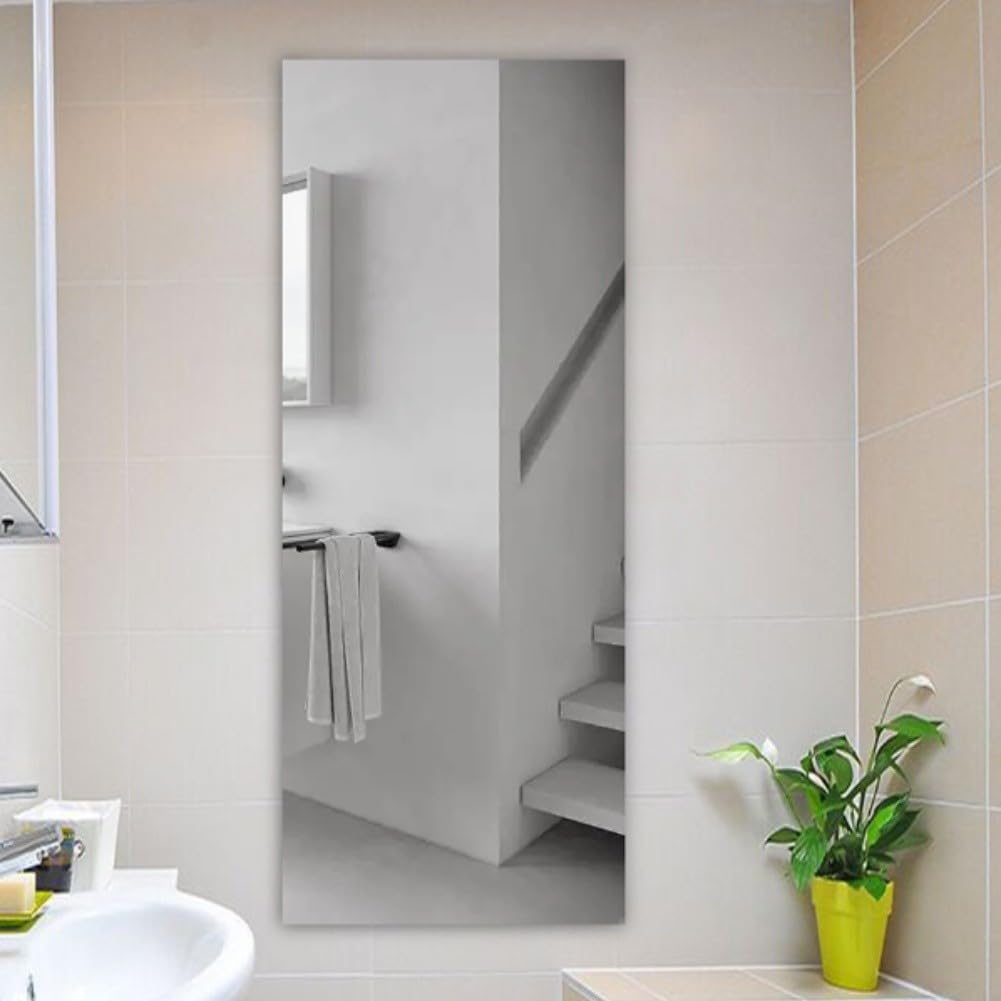 Drivstraw Flexible Mirror Sheets Self-Adhesive,DIY Mirror Wall Decal 40cm x 122cm, Flexible PET Sticker for Home Gym Corridor Closet,Living Room Decorative Wall Art