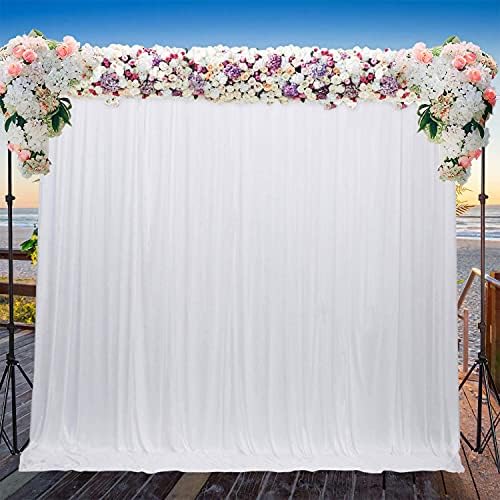 Weddecor Pleated White Silk Backdrops Decorative Curtain Background Fabric Backdrop for Christmas, Weddings, Parties, Events, Photography, Home Décor, 3 Metres x 3 Metres