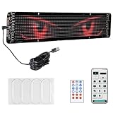KEMIMOTO Flexible LED Digital Display Screen, Programmable Eye Light for Car Windshield with Remote & App Control, Portable LED Sign for Golf Carts, Festivals, Bars, Home Decorations, Sports Events