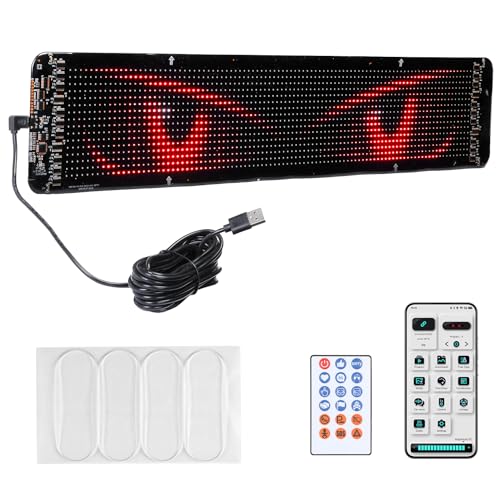KEMIMOTO Flexible LED Digital Display Screen, Programmable Eye Light for Car Windshield with Remote & App Control, Portable LED Sign for Golf Carts, Festivals, Bars, Home Decorations, Sports Events