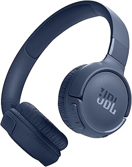 Tune 520BT Wireless On-Ear Headphones, Pure Bass Sound, 57H Battery with Speed Charge, Hands-Free Call + Voice Aware, Multi-Point Connection, Lightweight and Foldable - Blue, JBLT520BTBLUEU