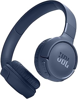 JBL Tune 520BT, casque audio sans fil, léger et confortable, Bluetooth 5.3, autonomie jusqu'à 57 h, charge rapide, son JBL Pure Bass, bleu