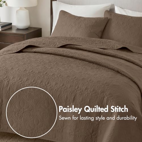 Image of Madison Park Luxurious Cotton Damask Quilt Set, 3PC Full /Queen Bed Set