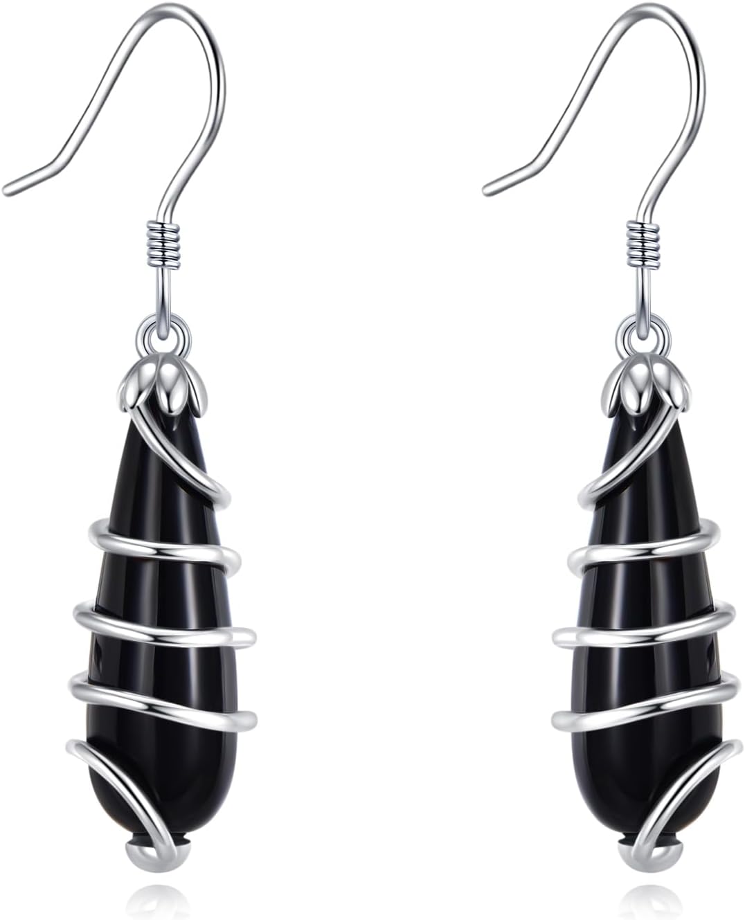 Black Onyx Stone Drop Dangle Earrings Sterling Silver Earrings Jewelry Gifts for Women