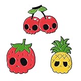 ROFARSO Fruit Skeleton Enamel Pin Set Halloween Skull Lapel Pins Fashion Brooch Accessory for Backpacks Badges Hats Bags for Women Girls Kids Gift