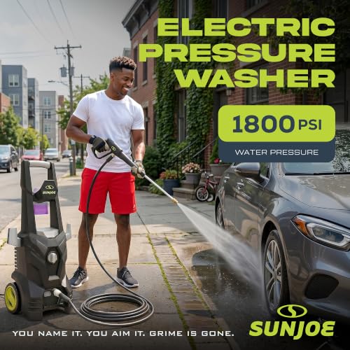 Image of Sun Joe SPX100-GO Electric Pressure Washer, 13-Amp, 4 Nozzles, Foam Cannon | Portable Water Cleaner with Adjustable Spray Wand for Car, Garden, and Patio Washing and Cleaning