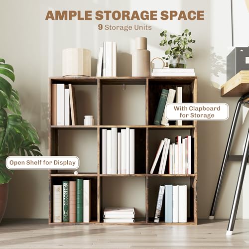 Homcom 9 Cube Storage Unit Cabinet Bookcase Display Shelves - Rustic Brown - 3