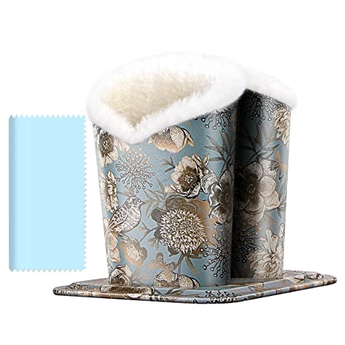 Image of bvya Double Eyeglasses Holder Plush Lined Stand Glasses Protective Holder