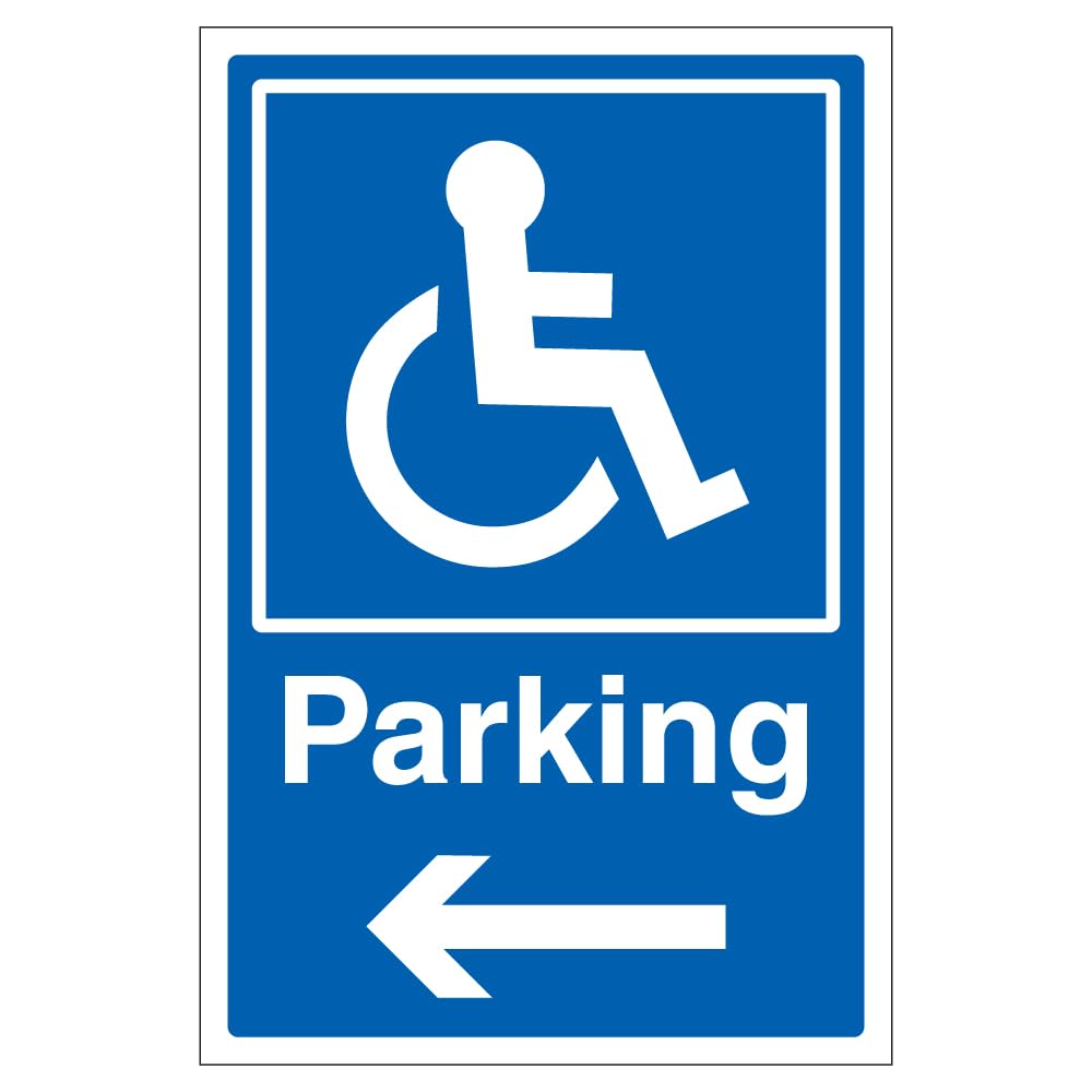 V Safety Disabled Parking Arrow Left - Super-Tough Rigid Plastic 200 x 300 mm - 2mm Super-Tough Rigid Plastic Safety Sign