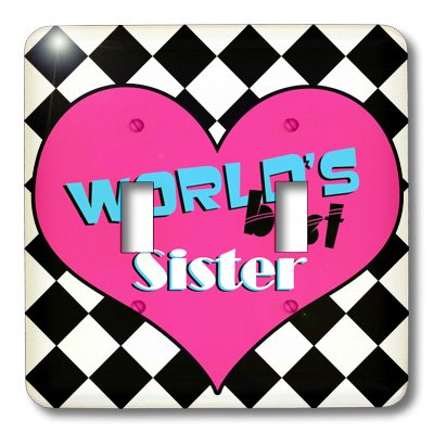 Worlds Best Sister interrupteur double à bascule décoratif pour plaque murale de chambre