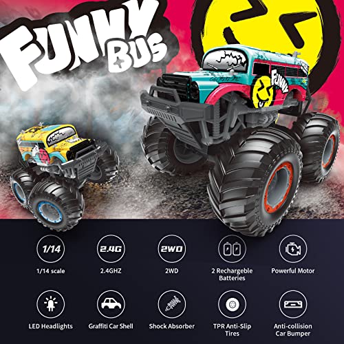 Zorficker 1:14 Remote Control Monster Truck, Upright 360°Swivel, 150 Mins Play, All Terrain Rc Cars With Led Lights, 2.4Ghz Off-Road Rc Trucks, For Age 4+ Boys And Kids (Yellow) #TOP5