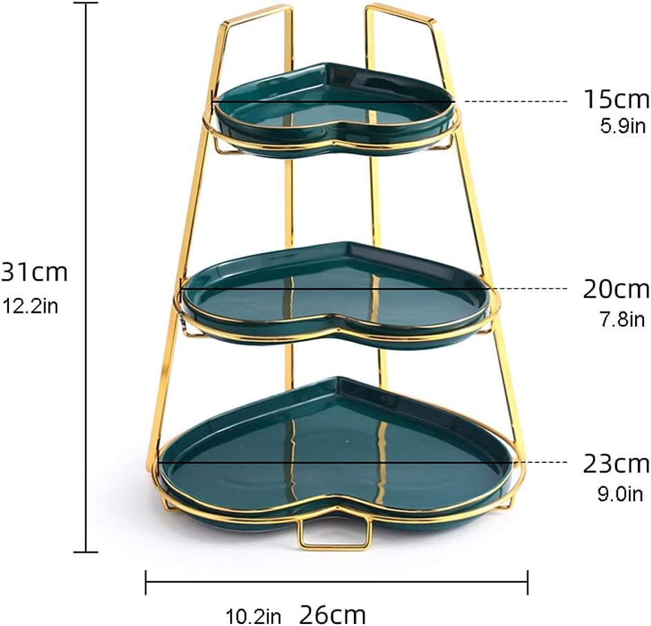 Dessert Stand Heart-Shaped Cake Stand, Multi-Layer Candy Fruit Plate Afternoon Tea Dessert Stand Three-Layer Creative Wedding Dessert Display Stand Cupcake Stand Serving Tray