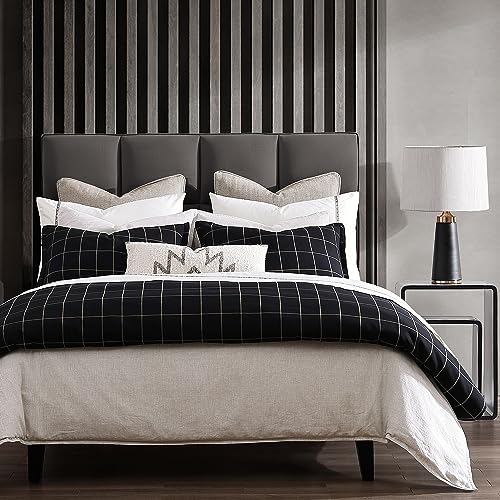 HiEnd Accents Windowpane Plaid Black King/Cal King Comforter Set