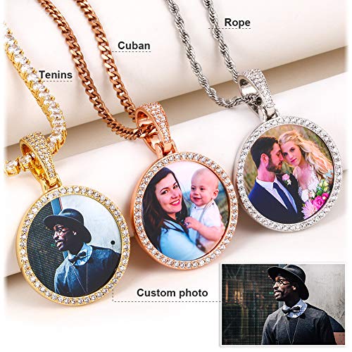 Tuhe Custom Picture Necklace Personalized Photo Pendant Customized Picture Chains For Men Gold Silver Memory Round Engraved Medallion Necklaces #TOP2
