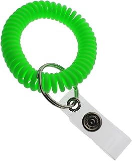Specialist ID Bulk 25 Pack - Ultimate Wrist Coil Badge Holder for Work and Play - Premium Elastic Spiral Bungee Camper Keychains & Key Chain Ring (One Size Fits All) (Neon Lime Green)