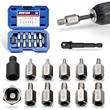RIZOM 12-Piece Screw Extractor Set, 3/8" Inch Drive Multi-Spline Easy Out Bolt Extractor Set, for Re