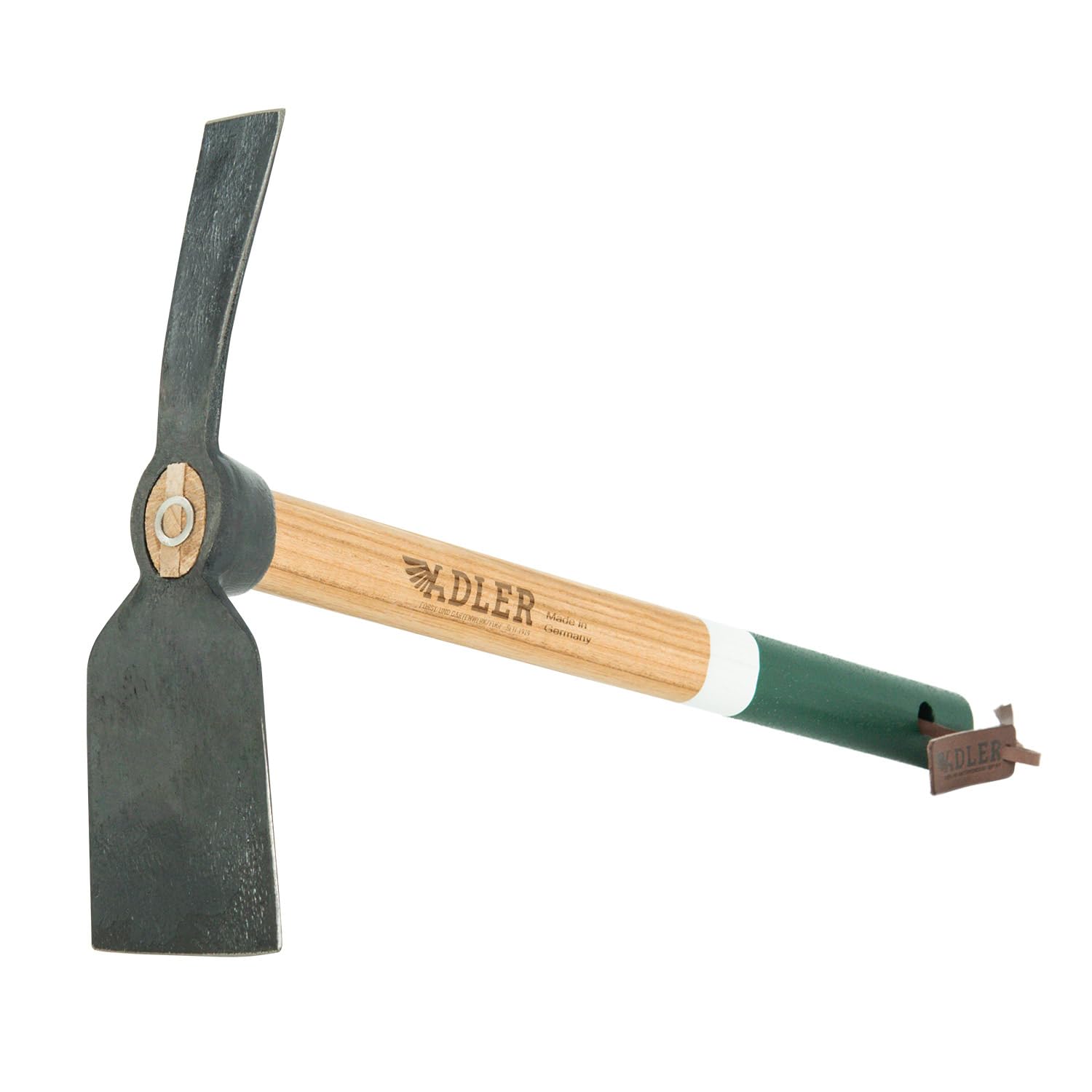 ADLER Set da giardino 2 pezzi – zappa forgiata Ivy & Cazzuola Holly – 45 cm manico in legno di frassino (Rosie - a 1 dente con lama piatta - verde/bianco)