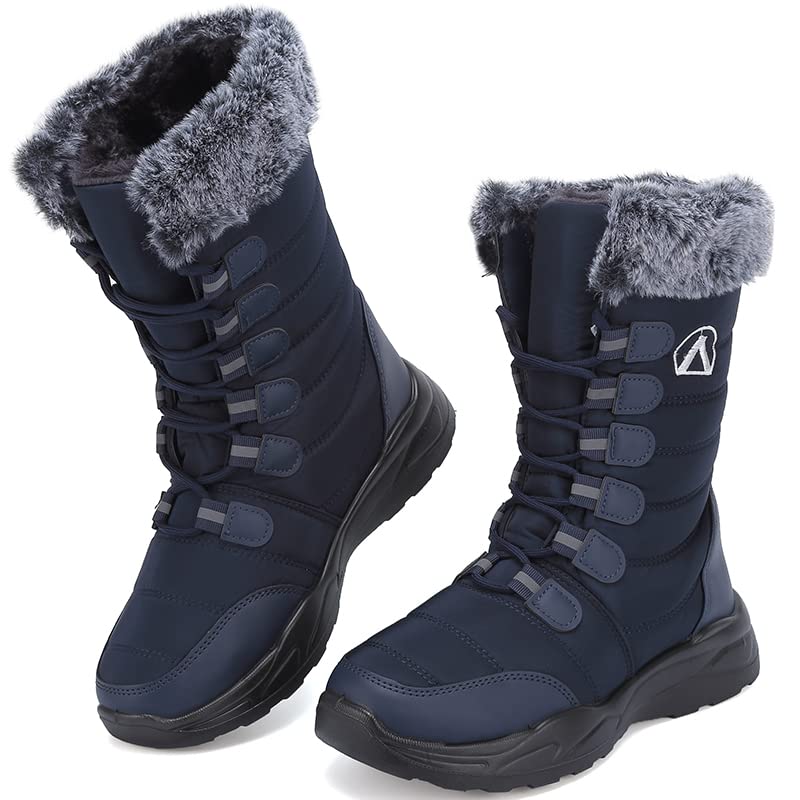 Csgkag Stivali da Neve Uomo Donna Scarpe Invernali Stringate Stivaletti Fodera...