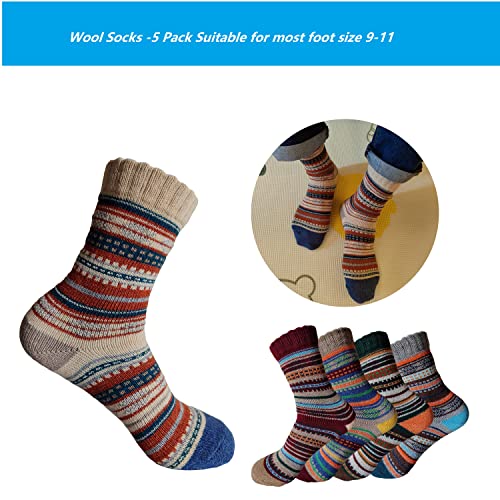 Norther30° 5 Pairs Women Winter Socks, Cotton Soft Breathable Wool Socks For Men Or Women, Size 9-11 (A-02) #TOP3