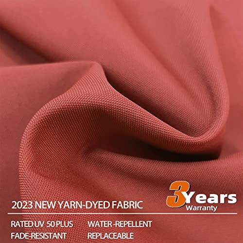 Purple Leaf 9' X 12' Double Top Deluxe Wood Pattern Rectangle Patio Umbrella Offset Hanging Umbrella Outdoor Market Umbrella Garden Umbrella, Brick Red #TOP3