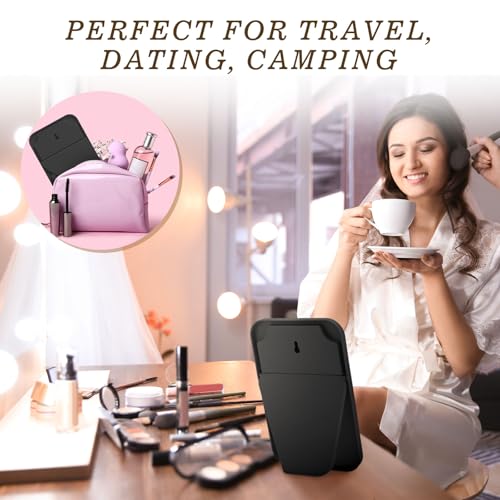 Cinnvoice 12 Pack Desktop Makeup Mirror Bulk 90° Adjustable Portable 8\" Vanity Table Mirror with Stand, Folding Travel for Makeup Party Spa Party, Women, Cosmetics Personal Beauty (Black)