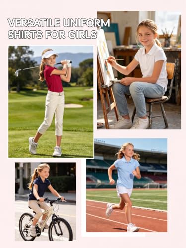 Image of OHD 4 Pack Girls Polo Shirt Girls Uniform Polo for School Cotton Shirts School Uniform Tops Size 3T-14