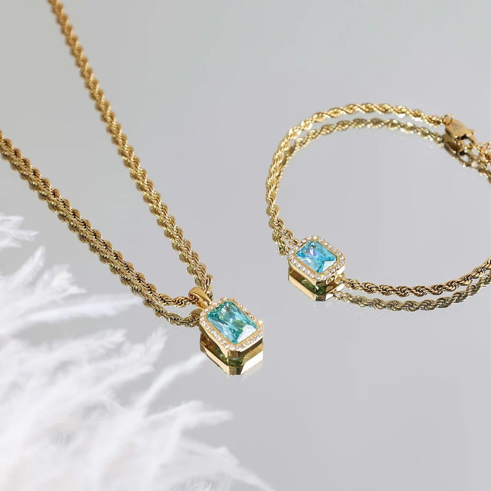 PAUL VALENTINE Pavé Emerald Bracciale da donna in acciaio inox riciclato 17,5 cm + 3 cm di estensione, con 25 pietre scintillanti, chiusura a moschettone, elegante design vintage