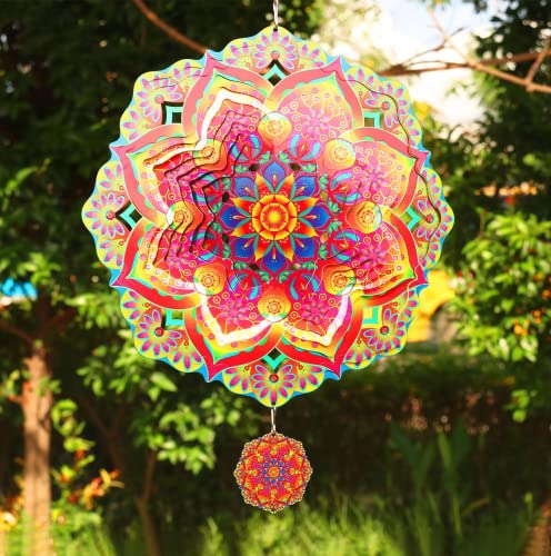 TFANUO Mandala Wind Chime 3D Stainless Steel 12 Inch Hanging Wind Chime Kinetic Yard Art Decorations Indoor and Outdoor Decoration - Image 4