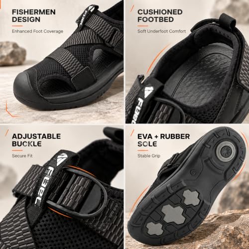 Image of FUEL Commando-02 Fishermen Sandal - Comfortable & Versatile Outdoor Sandals with Breathable Upper, Cushioned Footbed and Strong EVA + Rubber Sole for Casual, Travel & Everyday Use