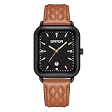 Yuxier Relojes de cuarzo unisex impermeables para hombre, Cinturón negro y naranja