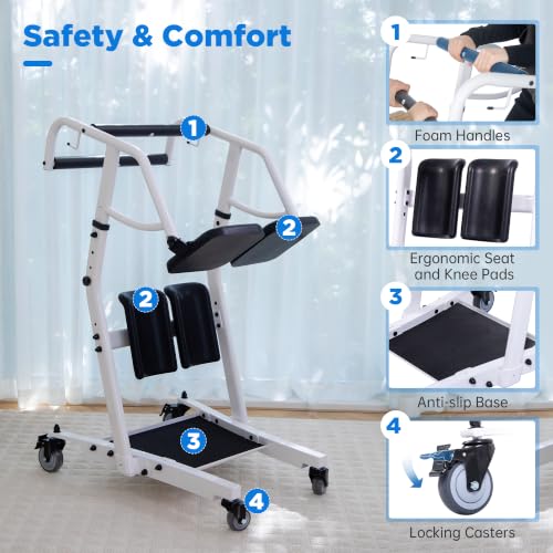 Image of Sit to Stand Lift, Stand Assist Lift for Elderly, Patient Transfer Assist Devices with Belt for Home Care Use, 400 lbs Capacity