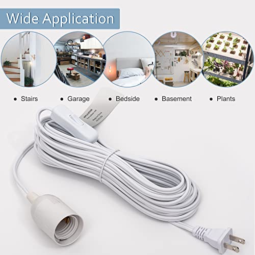 Jackyled 20Ft Ul Approval Extension Hanging Lantern Pendant Light Lamp Cord Cable 360W Suitable For E26 E27 Socket With On/Off Switch For Paper Lantern #TOP5