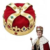 Nicky Bigs Novelties Adult Royal King Queen Crown - Regal Prince Princess Prom Hat - Cosplay Halloween Costume Accessory Gold/Red, One Size