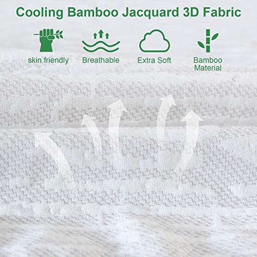 Waterproof Bamboo Mattress Protector Queen Size, Ultra Soft Bamboo Jacquard 3D Air Fabric, Mattress Pad Cover Queen, Fitted Up To 18" Deep #TOP1