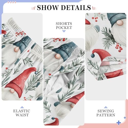 Boys' Pants Watercolor Christmas Red Blue Gnome Long Bottoms Jogger Pants Elastic Waist Trousers with Pockets S-XL4
