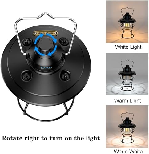 Miniatura 2 de Linterna LED vintage, linterna de ferrocarril recargable por USB, linterna portátil impermeable para acampar al aire libre, linterna de mesa