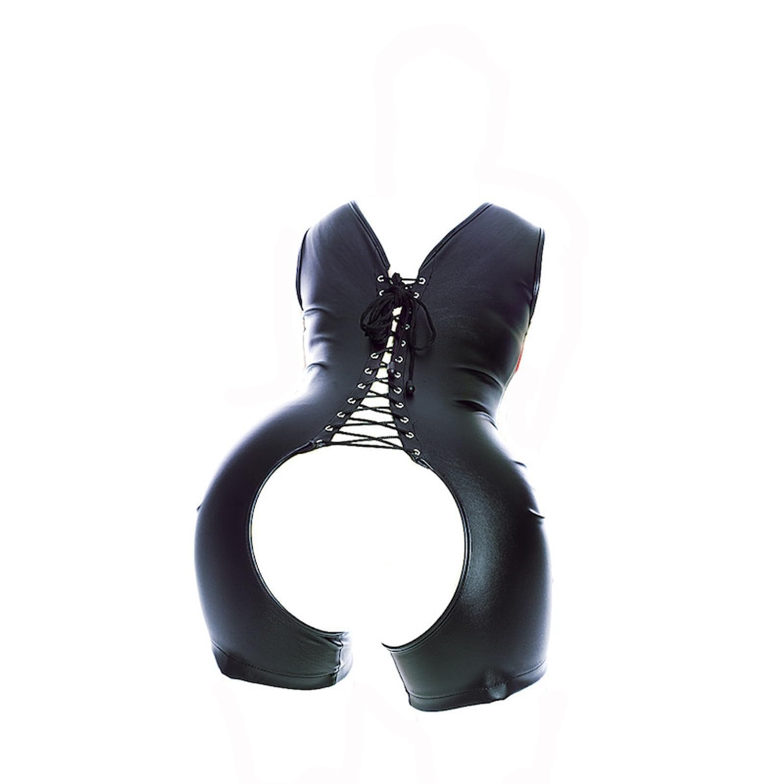 Camicia di forza in pelle BDSM da donna, fianchi aperti, senza seno, lingerie erotica, abbigliamento bondage in lattice, giochi di ruolo, giocattoli sessuali for donne e coppie(M)