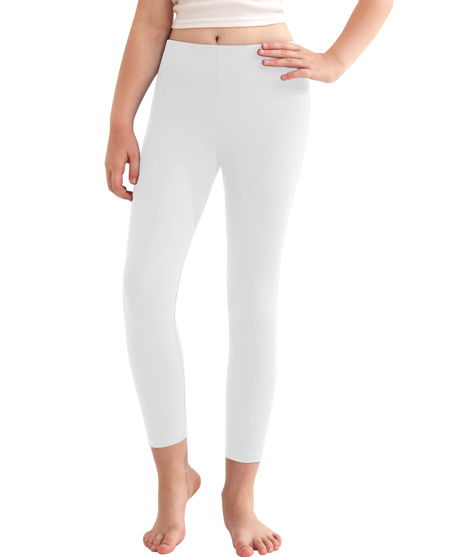 QooNoo Leggings Mädchen Baumwolle Kinder Einfarbig Sporthose Lang Hosen | Sport Yoga Hosen Radlerhose Elastisch Blickdichte Hose für Kinder