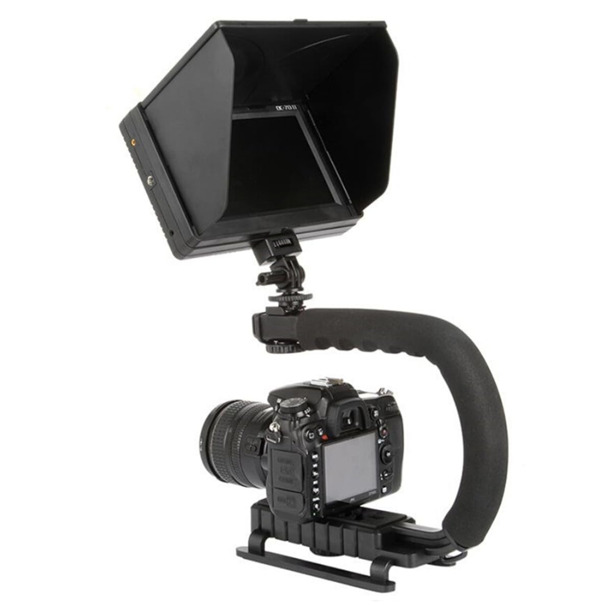 Stabilizzatore per Fotocamera C e U, Supporto Portatile Nero | Impugnatura Manuale per Riprese a Bassa Angolazione, Viaggio, Plastica e Spugna
