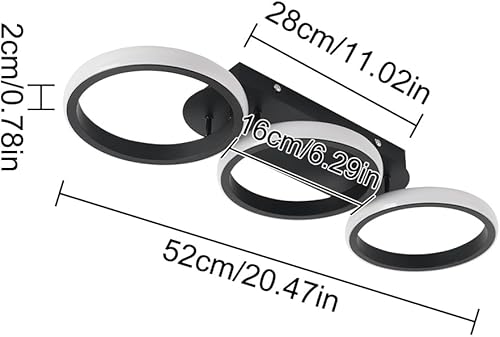 Miniatura 3 de Lámpara de techo LED moderna, 3 anillos redondos, montaje empotrado, 30 W 6000 K, blanco frío, dormitorio, sala de estar, cocina, oficina