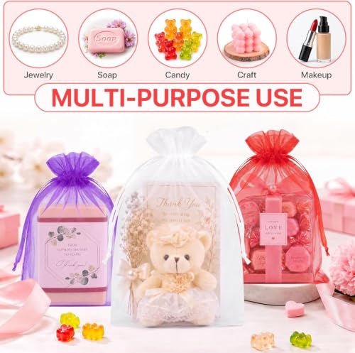 Image of XCLUSY 20PCS (13X18CM)(5x7 inchINCH) Potli Bags for Gifting - Multipurpose Wedding Return Gift Bags | Party Favour, Birthday, Anniversary, Festive Packing Pouches | Organza, Cloth, Brocade, Fancy Luxury Goodie Bags (5x7 Inch RED, 1 Count(Pack of 20))
