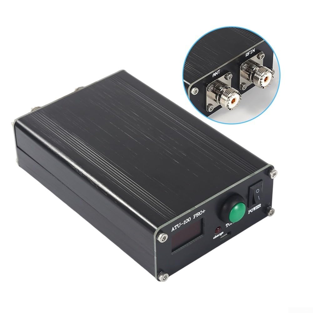 ATU-100 1.8-55MHz sintonizador de antena, caja automática de sintonizador de antena de aleación de aluminio con pantalla OLED de 0.96 pulgadas, soporta carga USB
