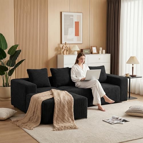 Yihomfy Canapé d'angle,Canape Dangle Convertible avec méridienne en Forme de L,261 cm canapé désossé modulaire Moderne avec 4 Coussin,canapé 3 Places pour Le...