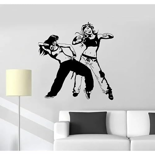 Vinyl Wall Applique Couple Dancer Dancing Hip Hop Teen Room Sticker Street Dance Wall Sticker Teen Bedroom Decoration 42x44cm
