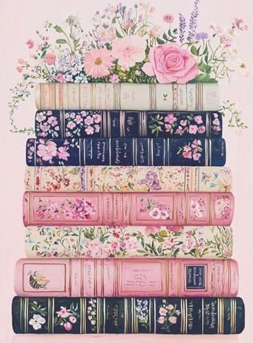 Image of MYBISYMQQ Stamped Cross Stitch Kits - Flower Embroidery Starter Kit for Adult Beginners,Book Cross Stitch Kits Embroidery Kit Arts and Crafts for Beginners 15.7 x 11.8 Inches