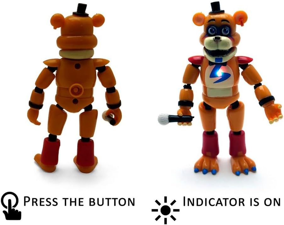 Toysvill 9 PCS Inspired by Five Night Toys, Security Breach Action Figures [Springtrap, Bonnie, Roxanne Wolf, Glamrock Chica, Montgomery Gator, Glamrock Fred, Vanny, Sundrop, Moondrop]