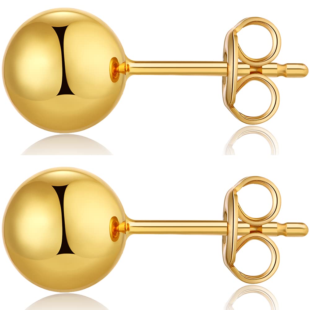 Miaofu Orecchini 18k Oro Bianco Placcata Orecchini 925 Argento Sterlina Zirconi Simulato Diamante Brillanti per Donna Uomo 4-8mm I Orecchini Zirconi Cubica Swarovski Dimensioni 3mm-8mm